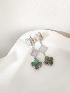 ¡®Twinkle jewelry¡¯CLOVER 3 MOTIFS CHALCEDONY DARK MOP SILVER EARRINGS