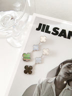 ¡®Twinkle jewelry¡¯CLOVER 3 MOTIFS CHALCEDONY DARK MOP SILVER EARRINGS