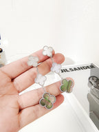 ¡®Twinkle jewelry¡¯CLOVER 3 MOTIFS CHALCEDONY DARK MOP SILVER EARRINGS