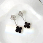 ¡®Twinkle jewelry¡¯CLOVER 2 MOTIFS  DIAMOND ONYX EARRINGS SILVER