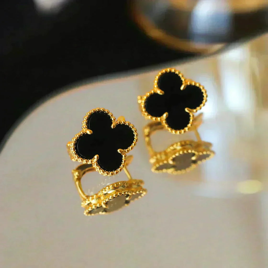 ¡®Twinkle jewelry¡¯CLOVER MEDIUM 1 MOTIFS  ONYX STUD EARRINGS
