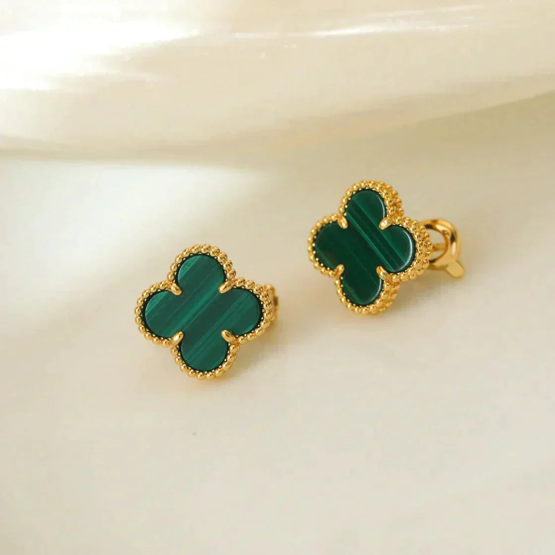 ¡®Twinkle jewelry¡¯CLOVER MEDIUM 1 MOTIFS MALACHITE  EARRINGS