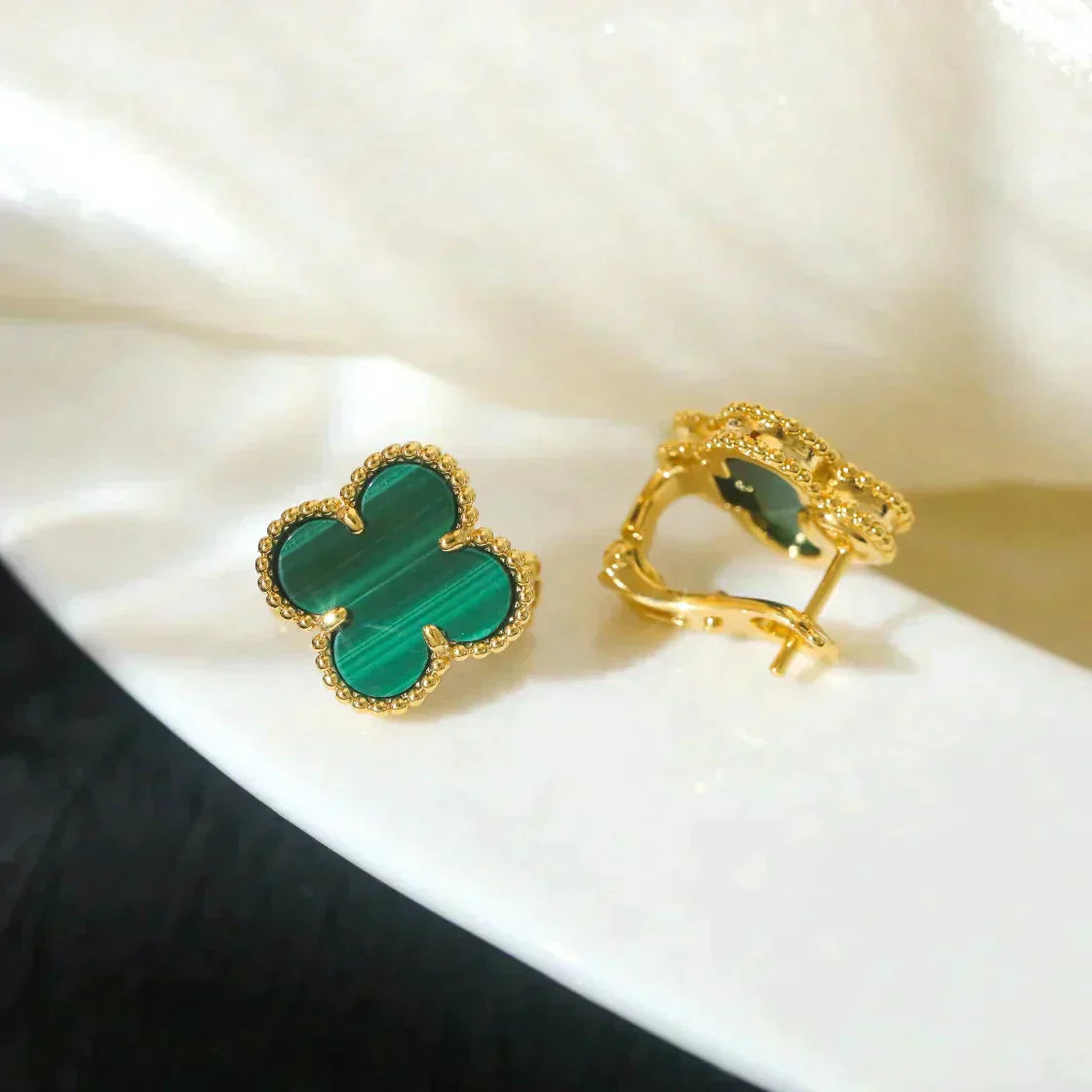 ¡®Twinkle jewelry¡¯CLOVER MEDIUM 1 MOTIFS MALACHITE  EARRINGS