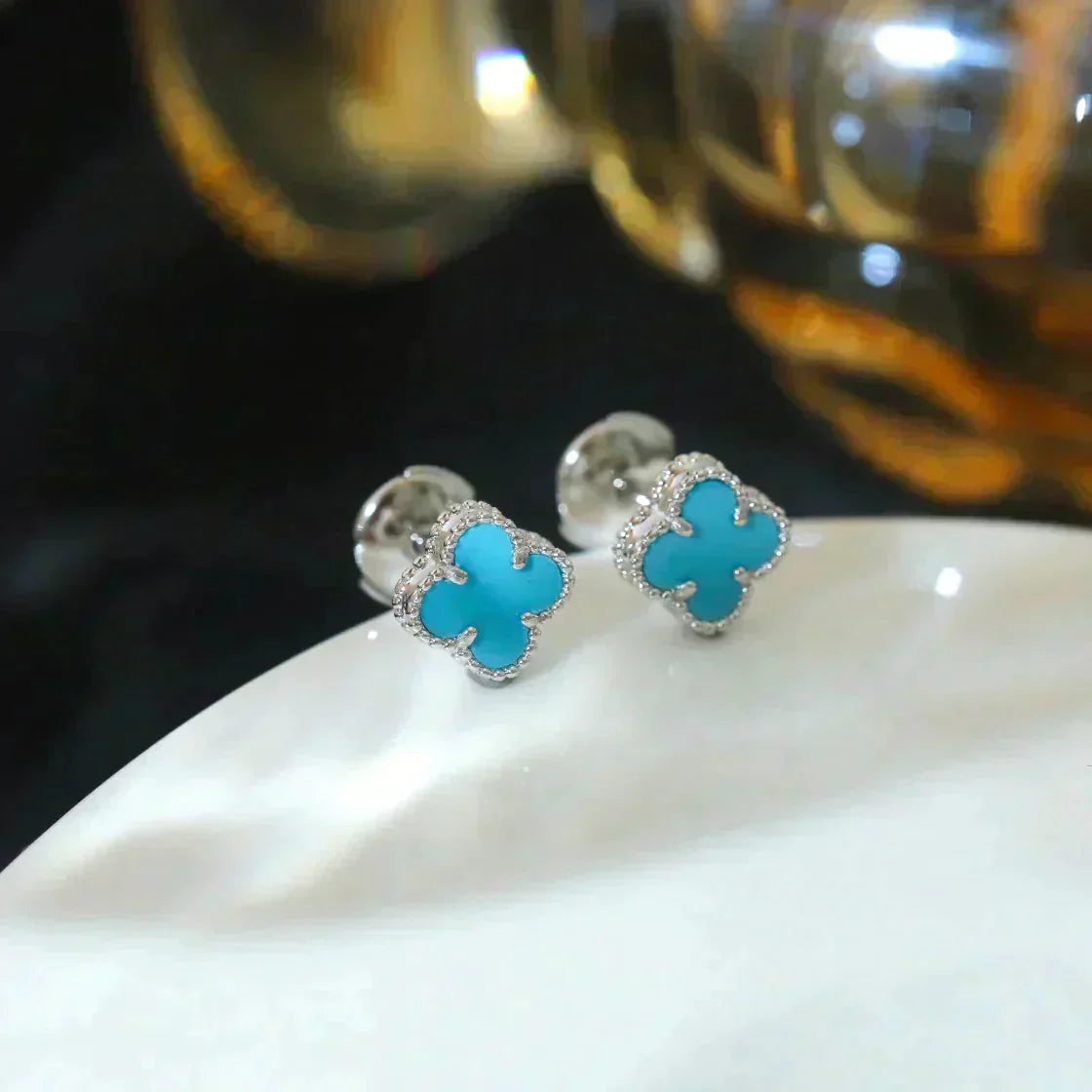 ¡®Twinkle jewelry¡¯CLOVER MINI 9.5MM ONYX STUD EARRINGS SILVER