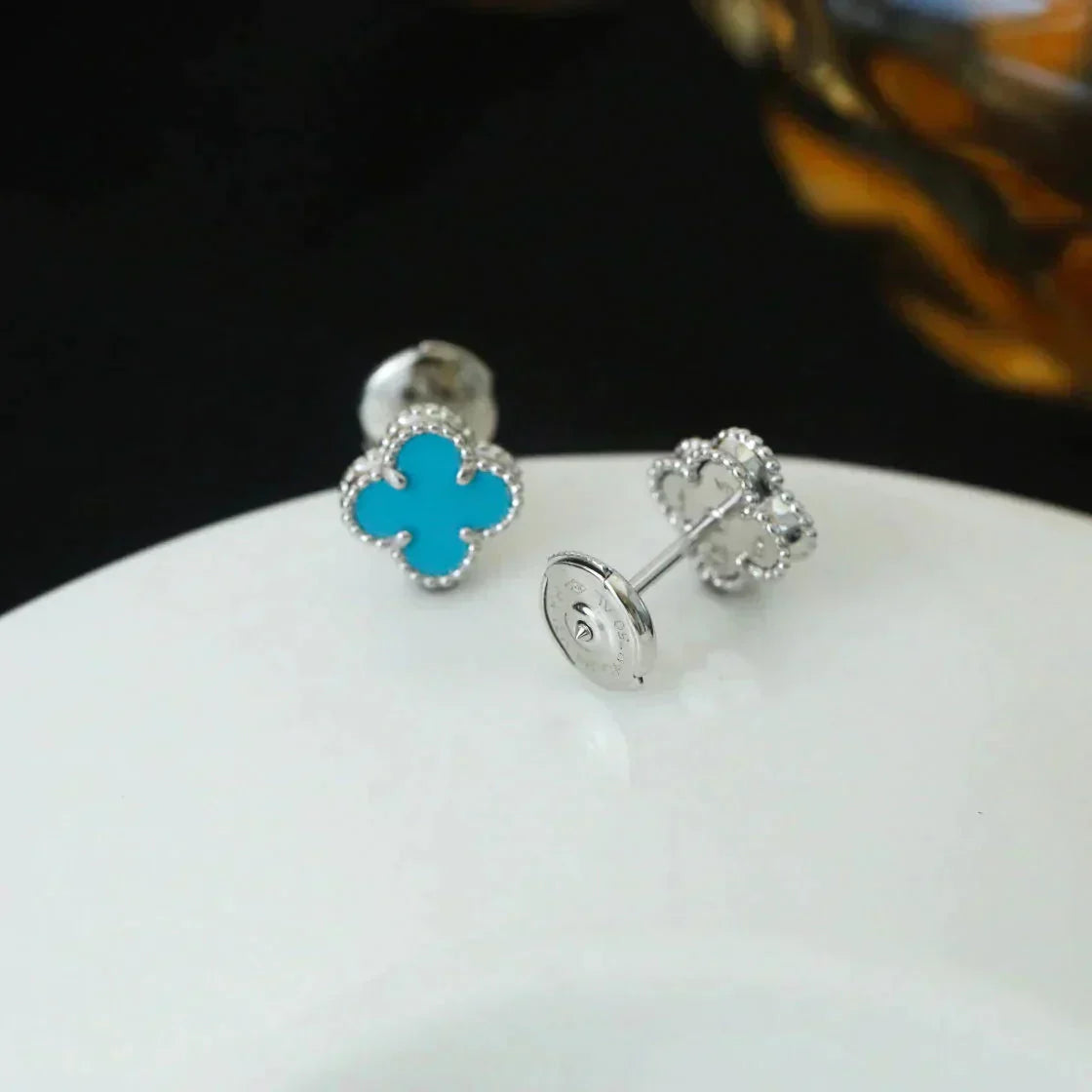 ¡®Twinkle jewelry¡¯CLOVER MINI 9.5MM ONYX STUD EARRINGS SILVER