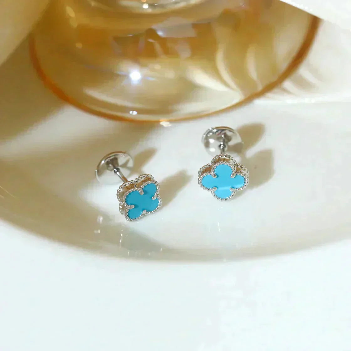 ¡®Twinkle jewelry¡¯CLOVER MINI 9.5MM ONYX STUD EARRINGS SILVER