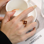 ¡®Twinkle jewelry¡¯CLOVER CARNELIAN RING ROSE GOLD DIAMOND