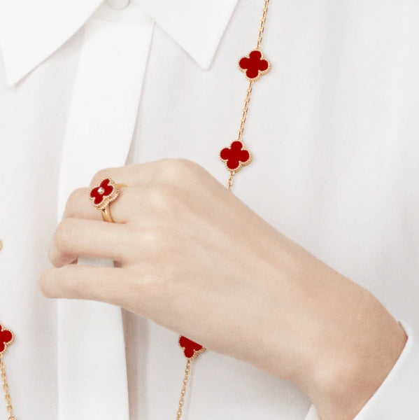 ¡®Twinkle jewelry¡¯CLOVER CARNELIAN RING ROSE GOLD DIAMOND