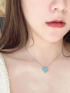 ¡®Twinkle jewelry¡¯CLOVER 1 DIAMOND LIGHT BLUE SILVER NECKLACE