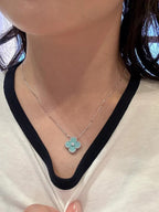 ¡®Twinkle jewelry¡¯CLOVER 1 DIAMOND LIGHT BLUE SILVER NECKLACE