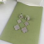 ¡®Twinkle jewelry¡¯CLOVER 3 MOTIF DIAMOND SILVER DROP EARRINGS