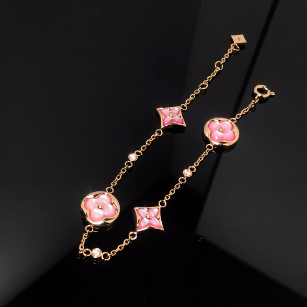 ¡®Twinkle jewelry¡¯STAR AND SUN 4 MOTIF PINK MOP PINK GOLD BRACELET