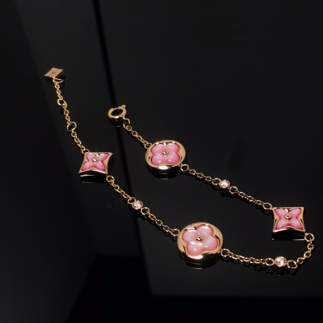 ¡®Twinkle jewelry¡¯STAR AND SUN 4 MOTIF PINK MOP PINK GOLD BRACELET