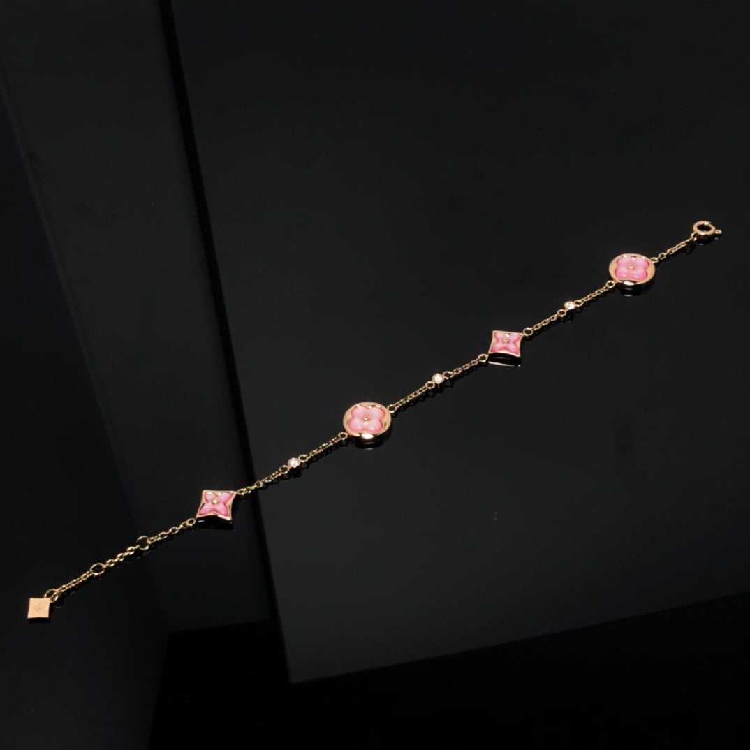 ¡®Twinkle jewelry¡¯STAR AND SUN 4 MOTIF PINK MOP PINK GOLD BRACELET