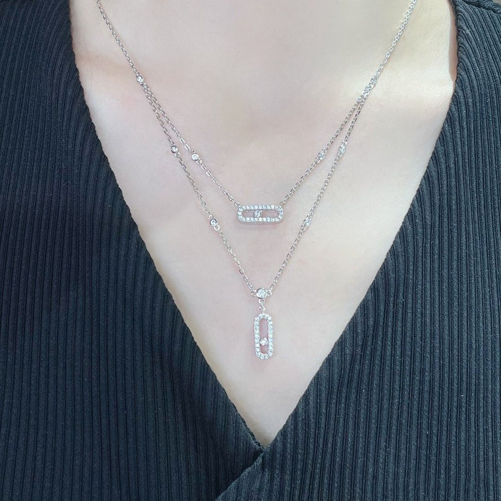 [Twinkle jewelrys]MOVE 2 ROW DIAMOND NECKLACE