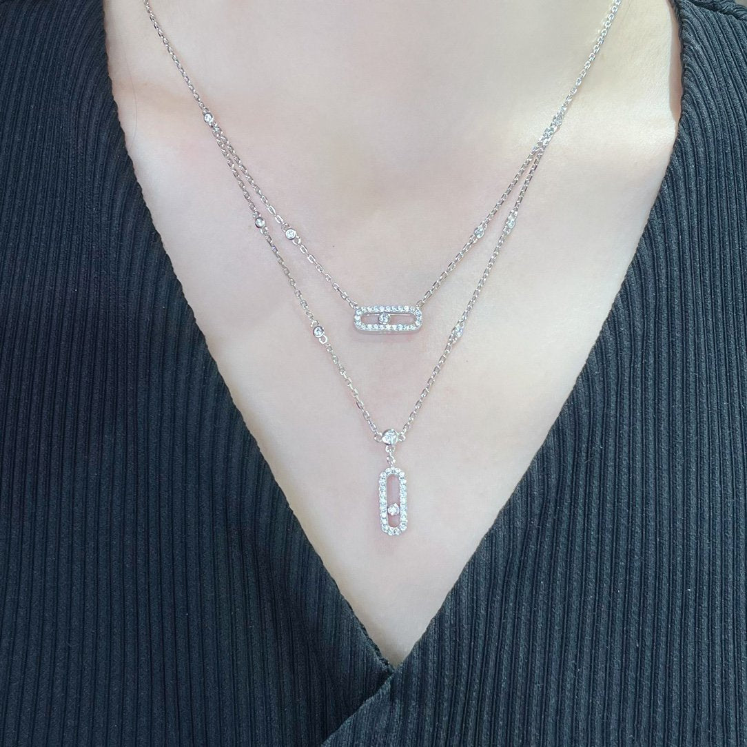 [Twinkle jewelrys]MOVE 2 ROW DIAMOND NECKLACE