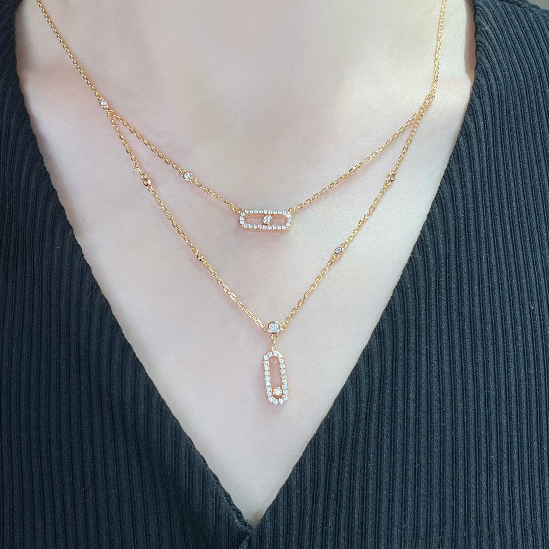 [Twinkle jewelrys]MOVE 2 ROW DIAMOND NECKLACE