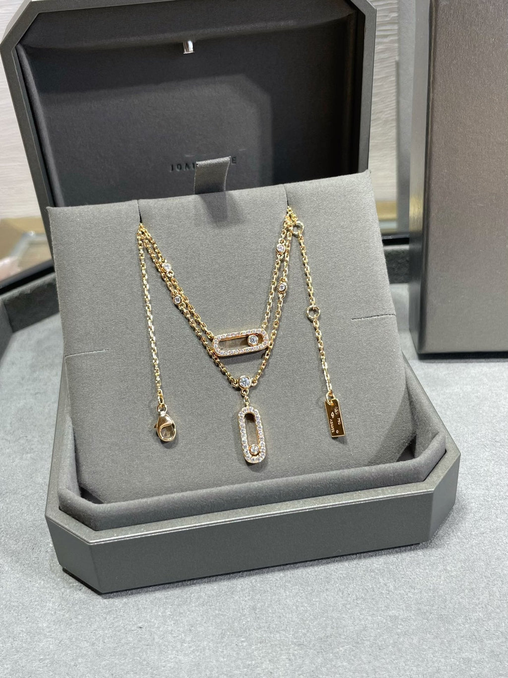 [Twinkle jewelrys]MOVE 2 ROW DIAMOND NECKLACE