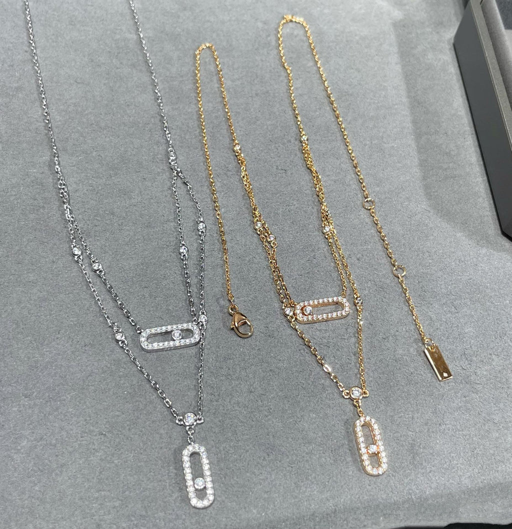 [Twinkle jewelrys]MOVE 2 ROW DIAMOND NECKLACE