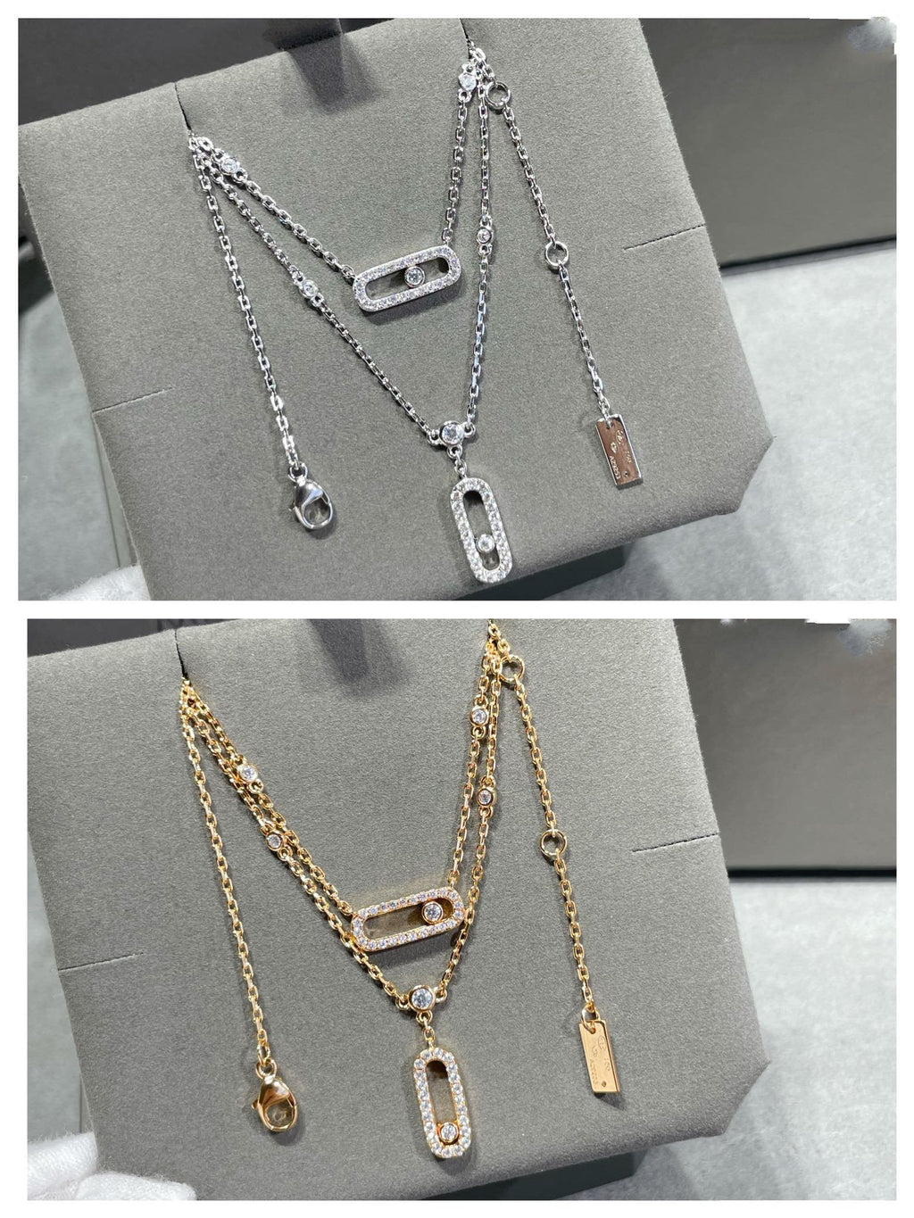 [Twinkle jewelrys]MOVE 2 ROW DIAMOND NECKLACE