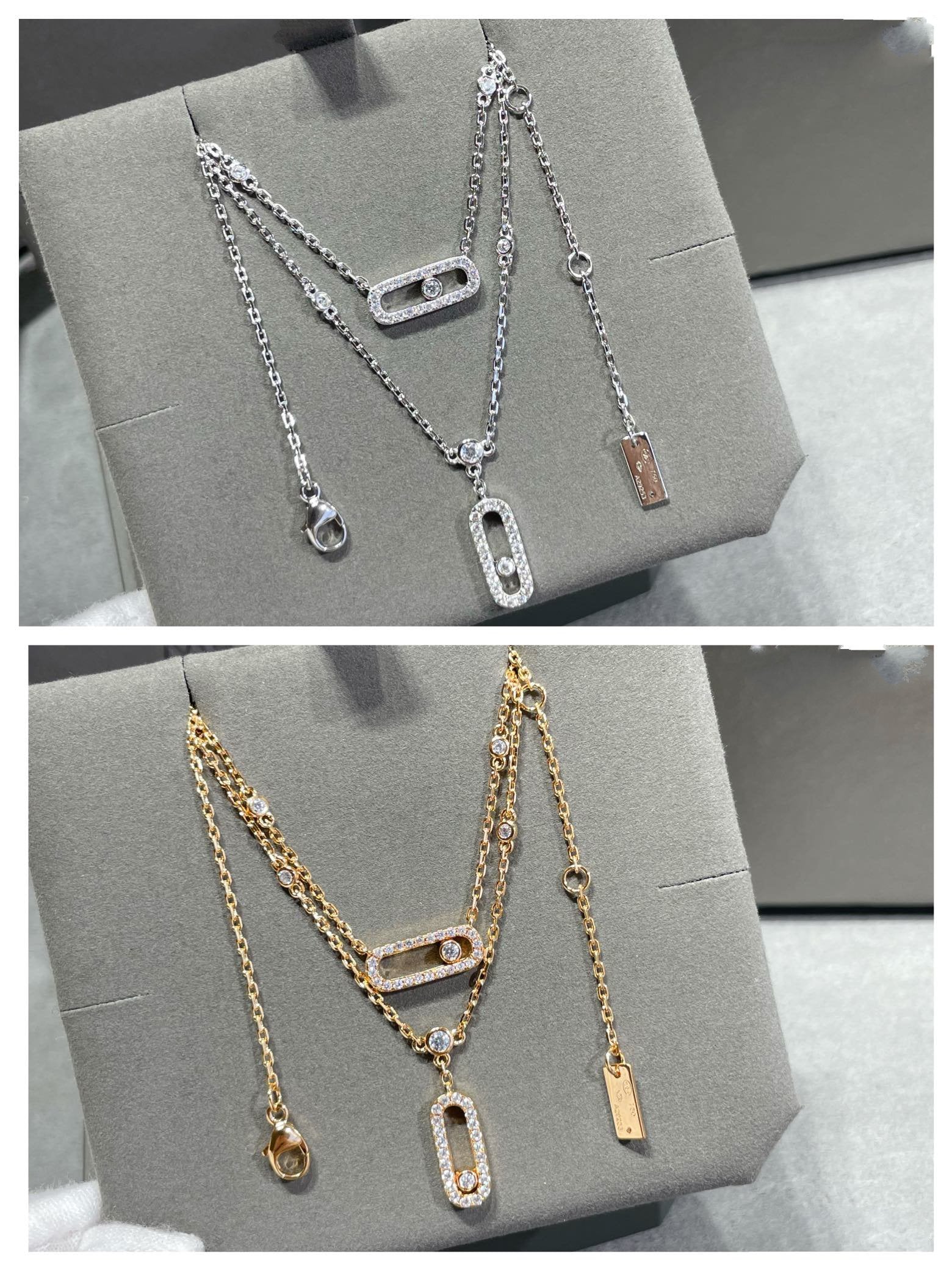 [Twinkle jewelrys]MOVE 2 ROW DIAMOND NECKLACE