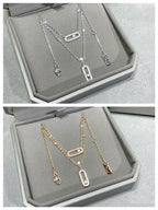 [Twinkle jewelrys]MOVE 2 ROW DIAMOND NECKLACE