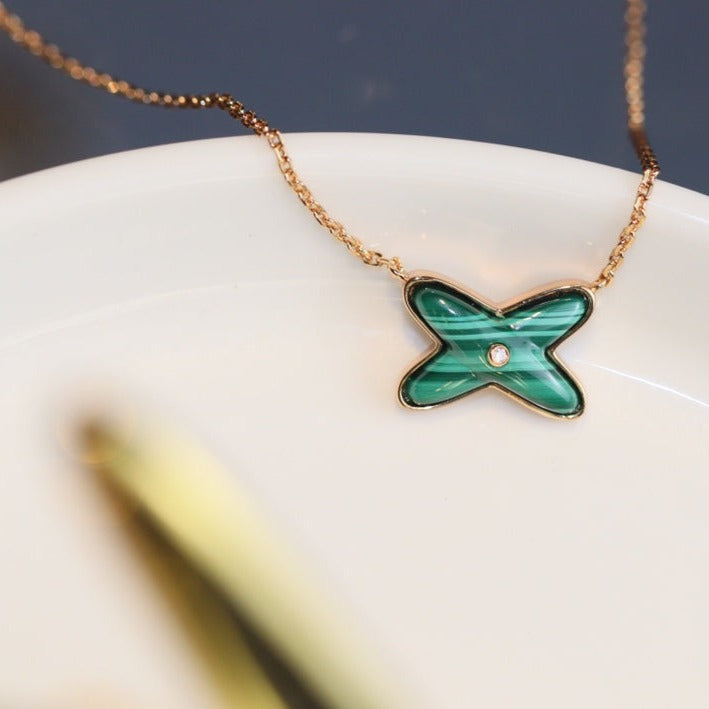 ¡®Twinkle jewelry¡¯JEUX MALACHITE 1 DIAMOND PINK GOLD NECKLACE