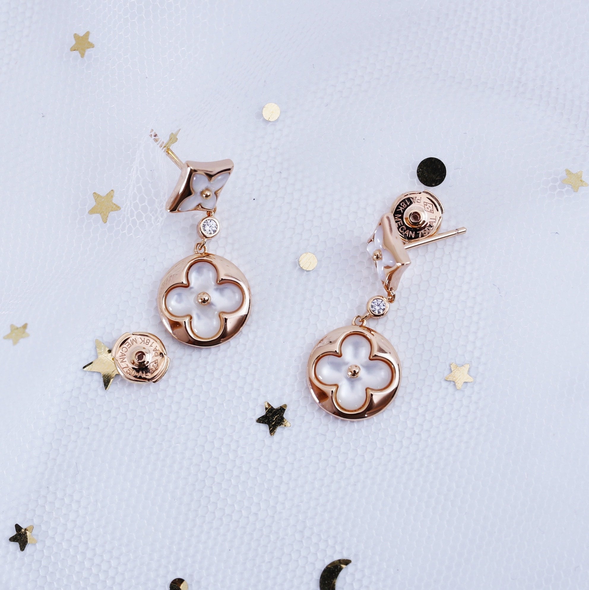 ¡®Twinkle jewelry¡¯STAR AND SUN PINK GOLD MOP DROP EARRINGS
