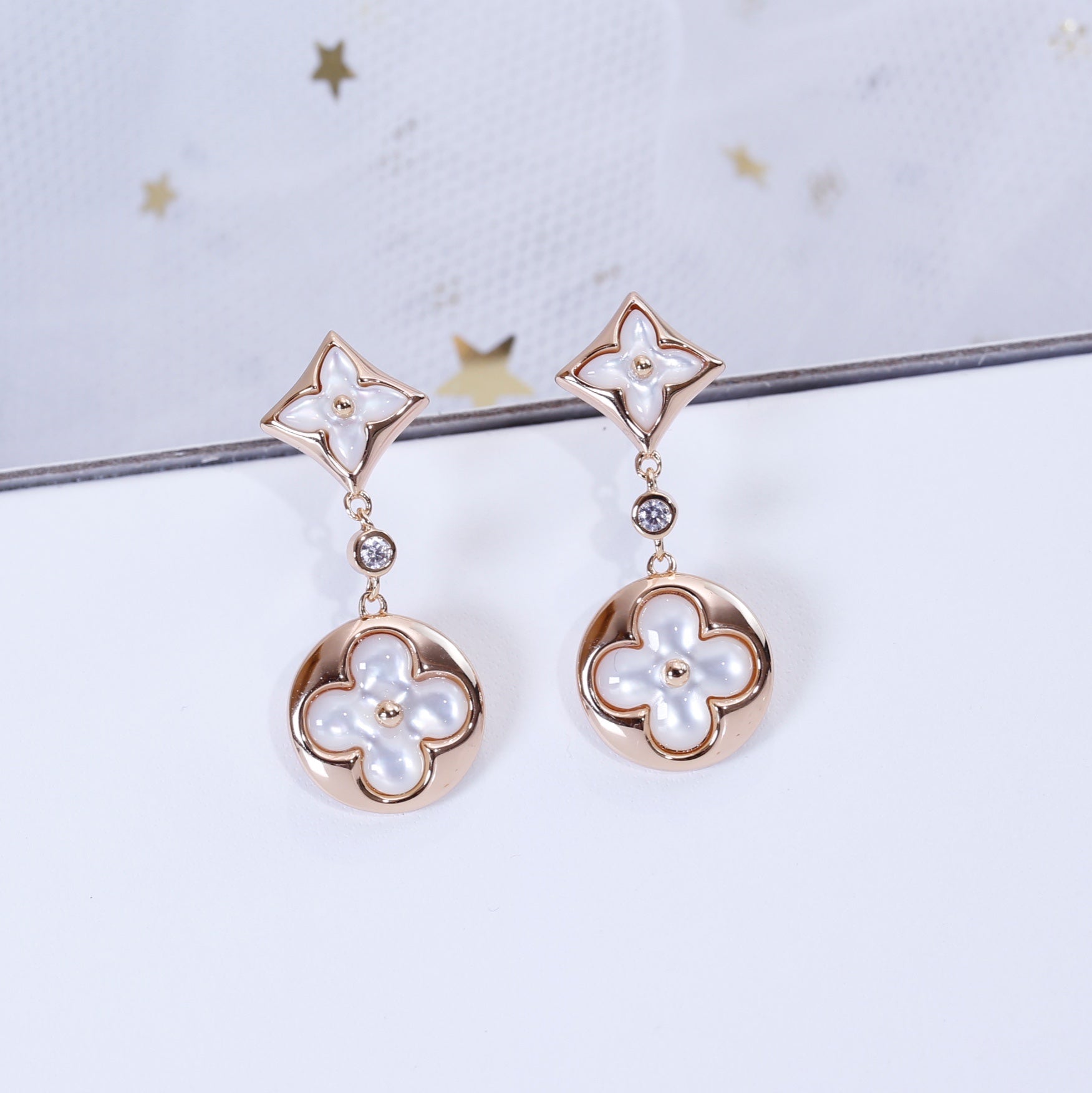 ¡®Twinkle jewelry¡¯STAR AND SUN PINK GOLD MOP DROP EARRINGS