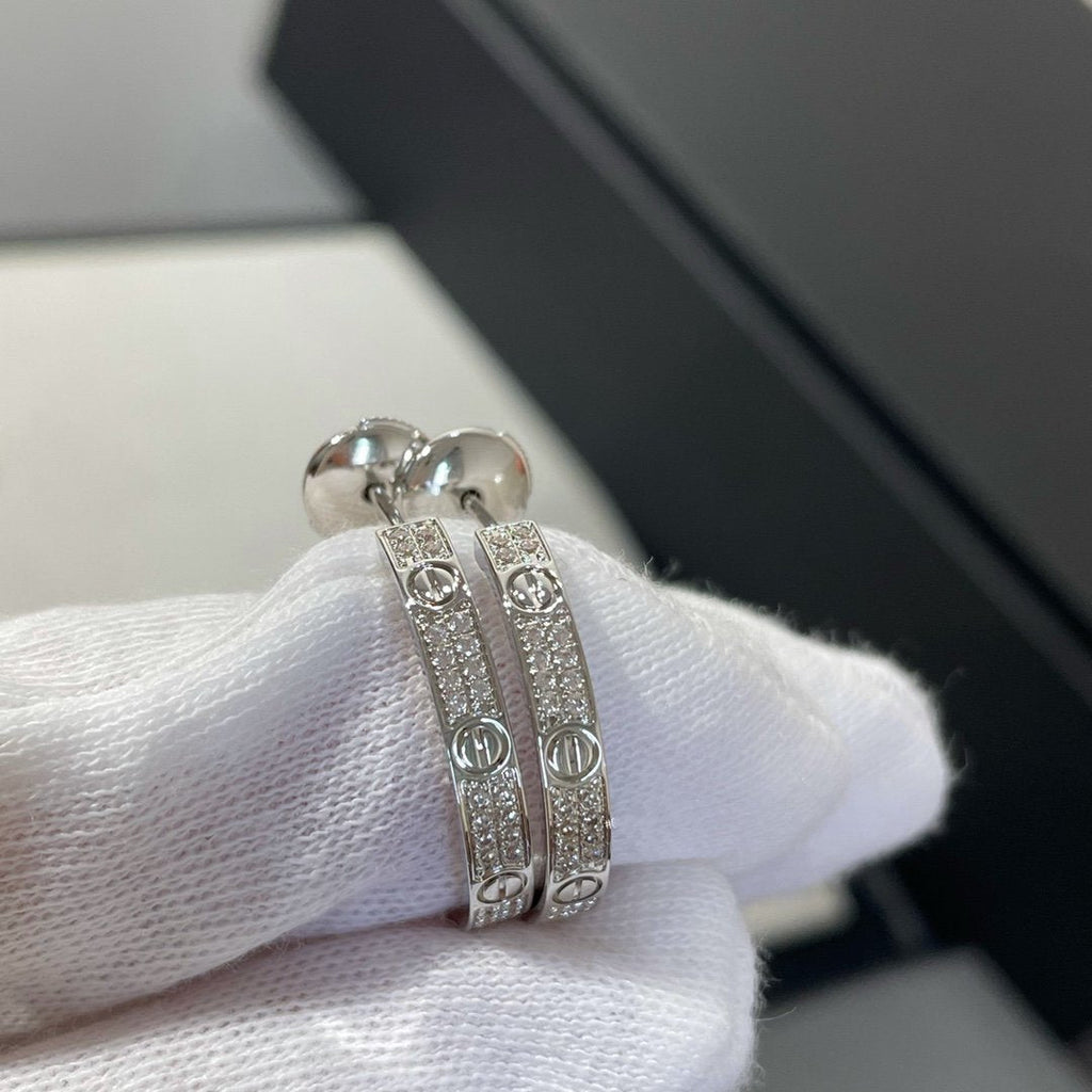 ¡®Twinkle jewelry¡¯LOVE DIAMOND SILVER HOOP EARRINGS