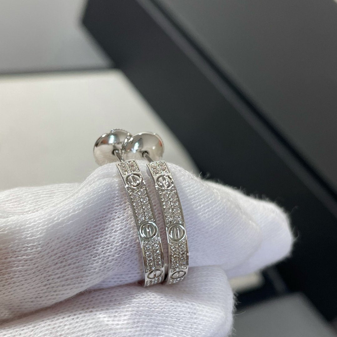 ¡®Twinkle jewelry¡¯LOVE DIAMOND SILVER HOOP EARRINGS