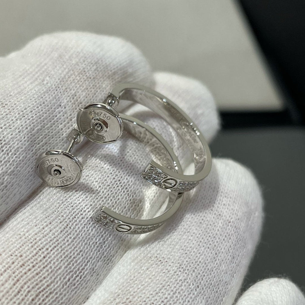 ¡®Twinkle jewelry¡¯LOVE DIAMOND SILVER HOOP EARRINGS