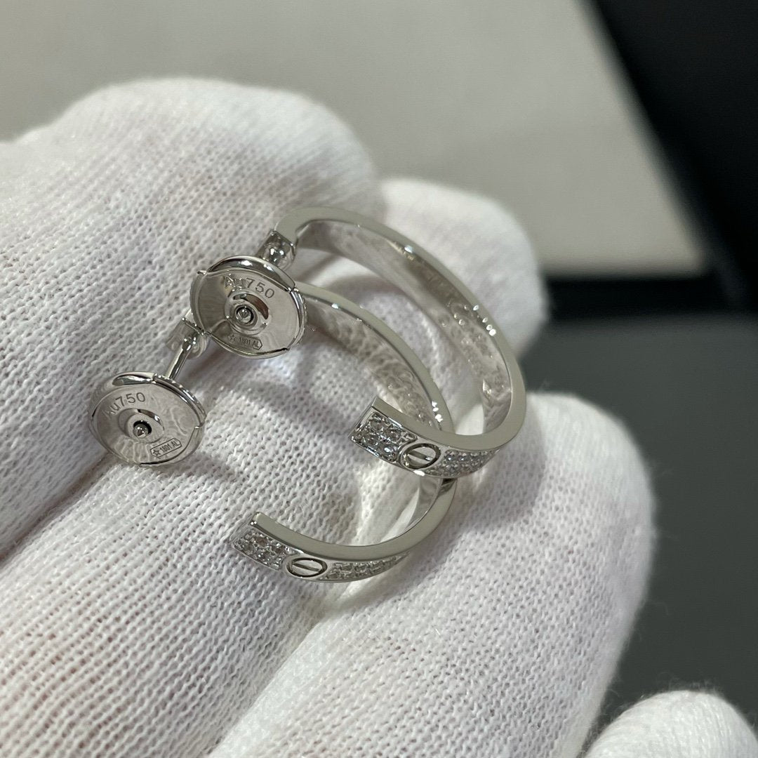 ¡®Twinkle jewelry¡¯LOVE DIAMOND SILVER HOOP EARRINGS