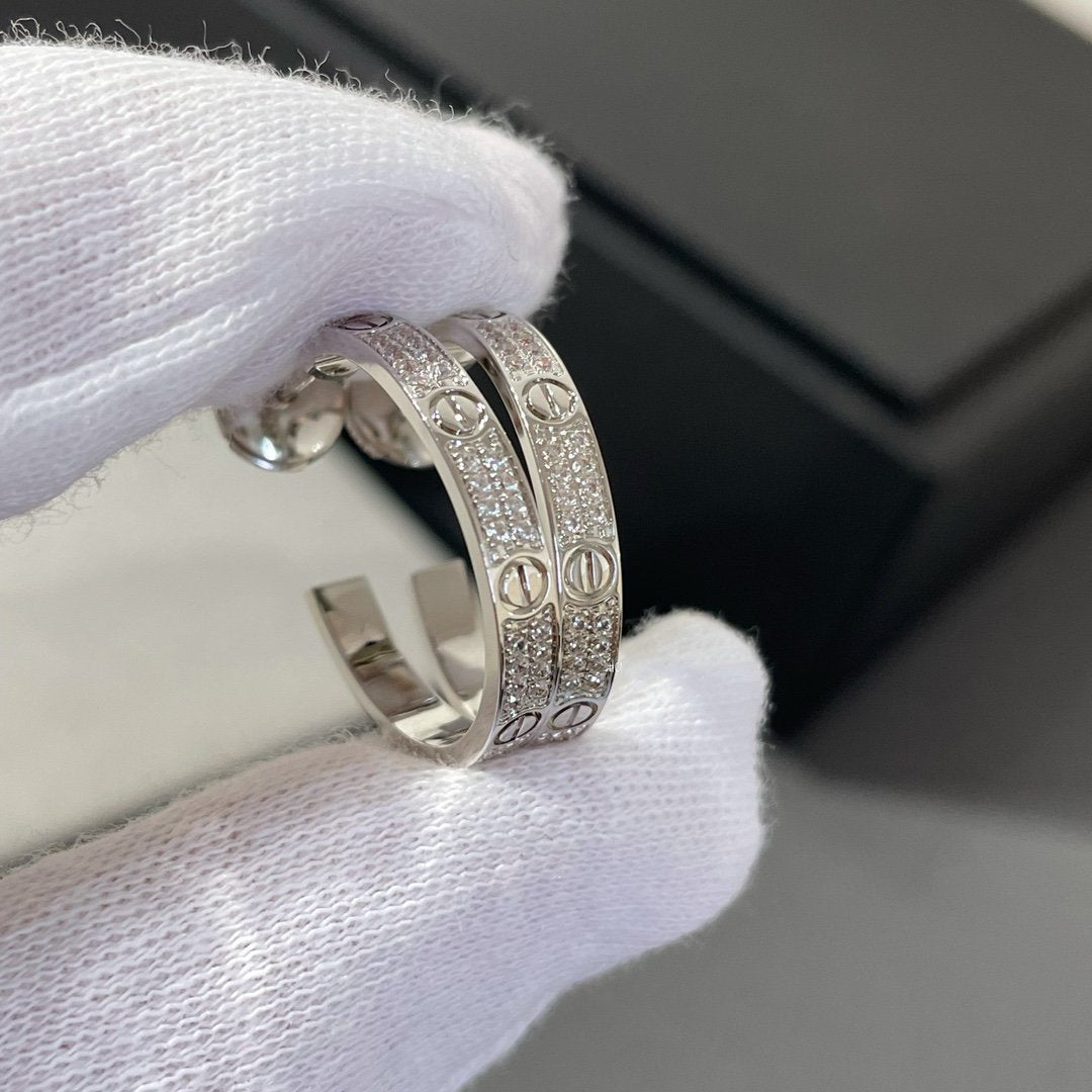 ¡®Twinkle jewelry¡¯LOVE DIAMOND SILVER HOOP EARRINGS