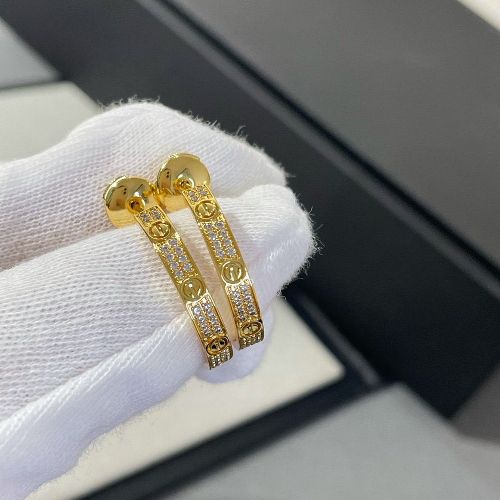 ¡®Twinkle jewelry¡¯LOVE DIAMOND GOLD HOOP EARRINGS