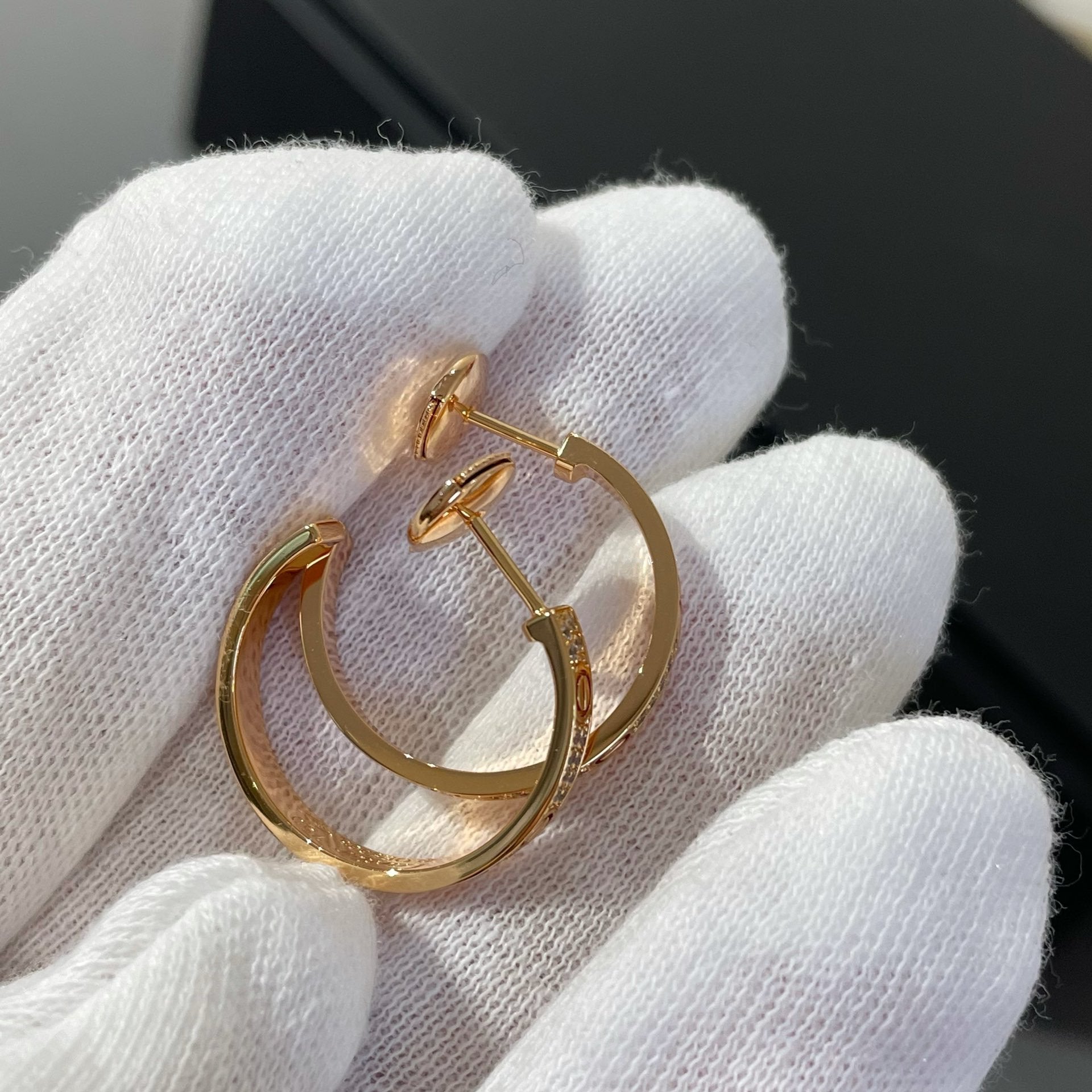 ¡®Twinkle jewelry¡¯LOVE DIAMOND PINK GOLD HOOP EARRINGS