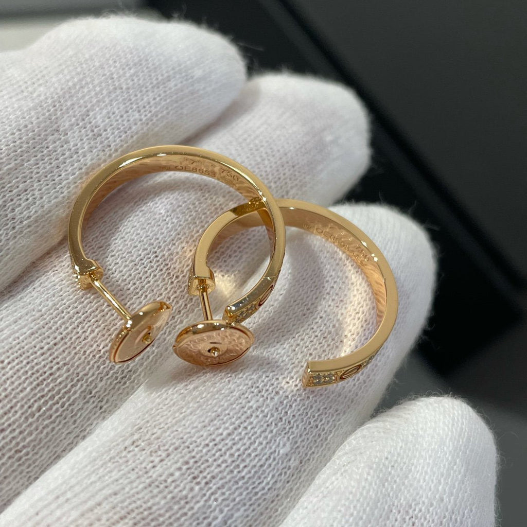 ¡®Twinkle jewelry¡¯LOVE DIAMOND PINK GOLD HOOP EARRINGS