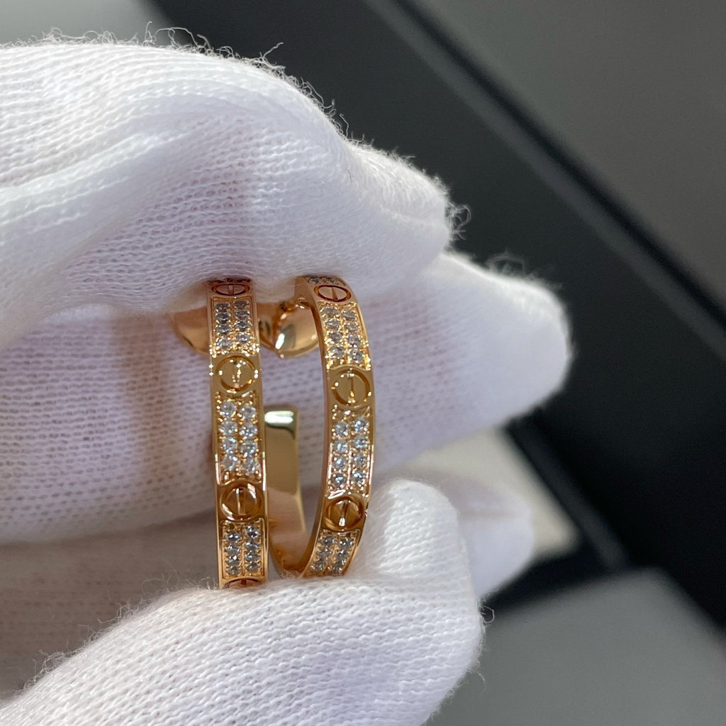 ¡®Twinkle jewelry¡¯LOVE DIAMOND PINK GOLD HOOP EARRINGS