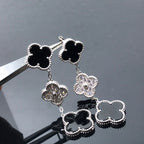 ¡®Twinkle jewelry¡¯CLOVER 3 MOTIF DIAMOND ONYX SILVER EARRINGS