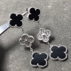 ¡®Twinkle jewelry¡¯CLOVER 3 MOTIF DIAMOND ONYX SILVER EARRINGS
