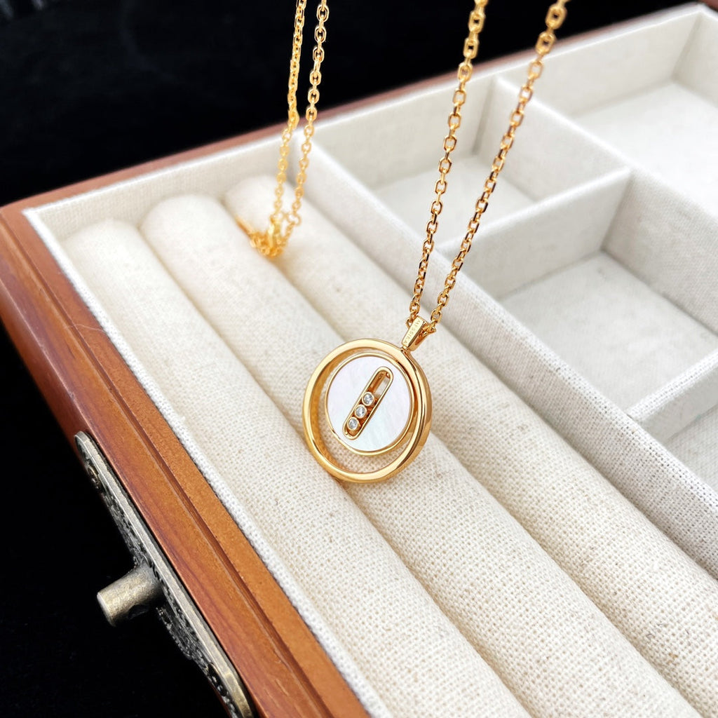 [Twinkle jewelrys]LUCKY MOVE MOP PINK GOLD NECKLACE