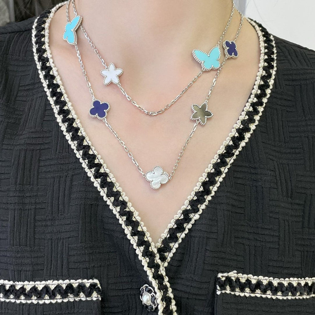 ¡®Twinkle jewelry¡¯LUCKY CLOVER SILVER 11 MOTIF NECKLACE