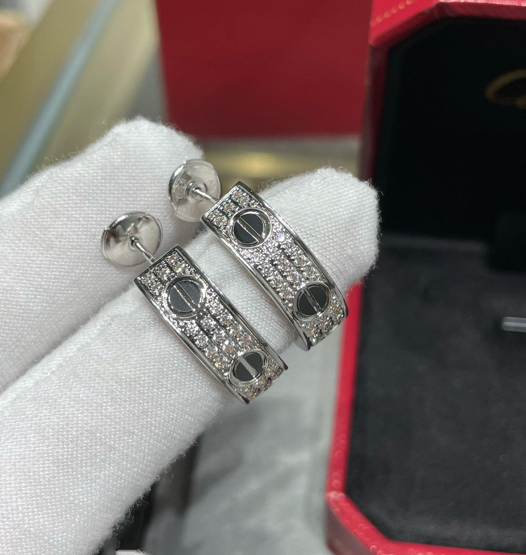 ¡®Twinkle jewelry¡¯LOVE CERAMIC DIAMOND PAVED SILVER EARRINGS