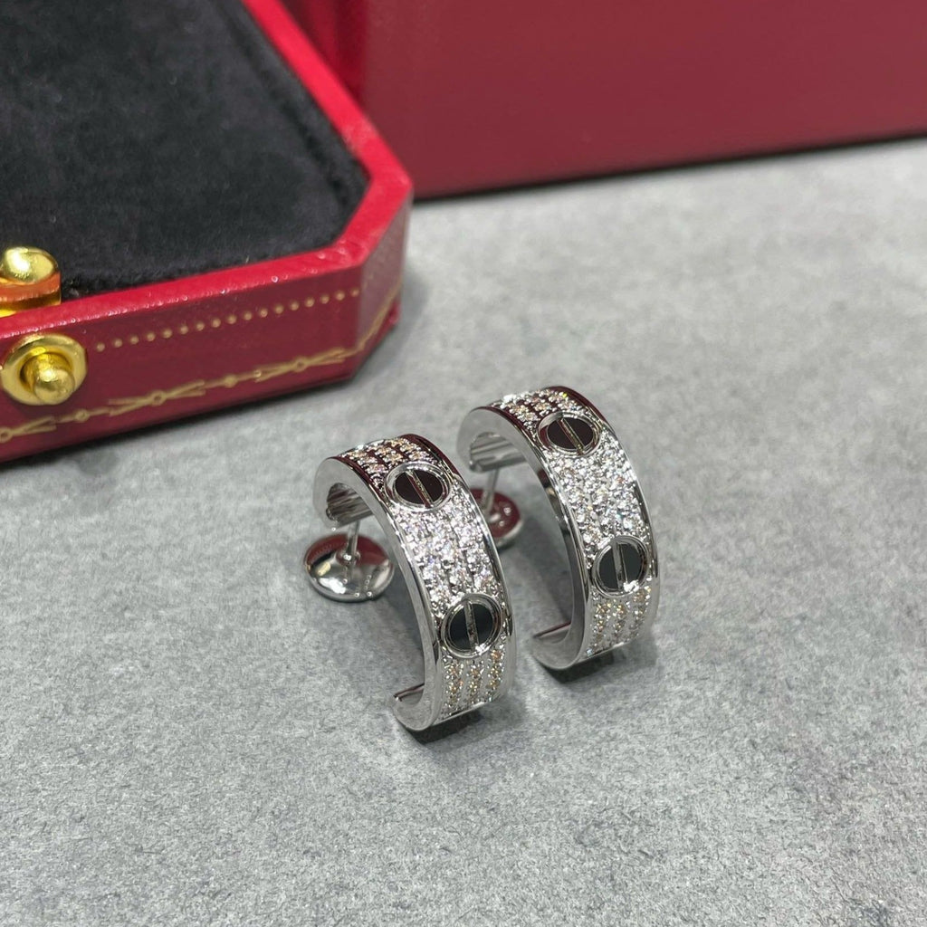 ¡®Twinkle jewelry¡¯LOVE CERAMIC DIAMOND PAVED SILVER EARRINGS