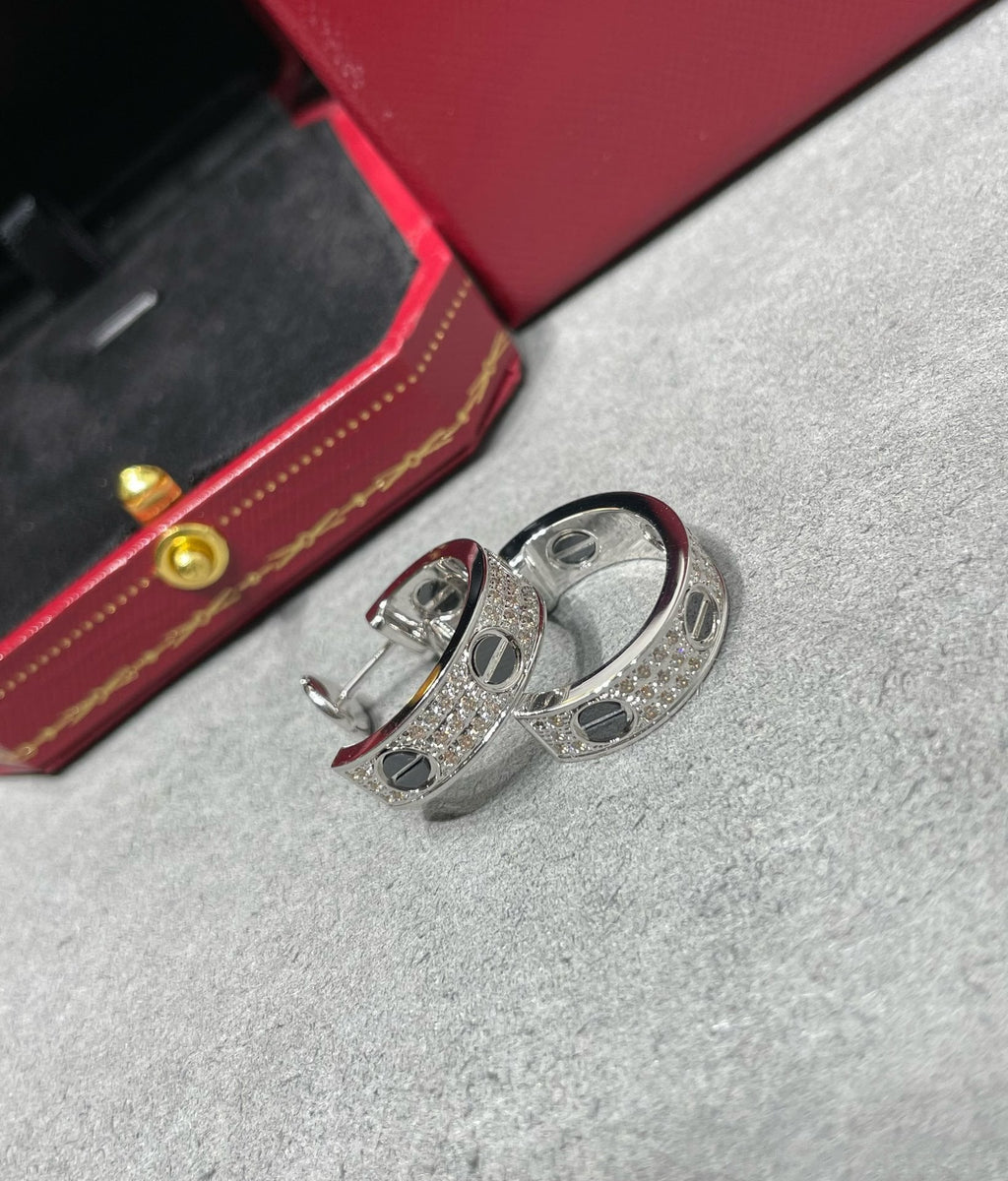 ¡®Twinkle jewelry¡¯LOVE CERAMIC DIAMOND PAVED SILVER EARRINGS
