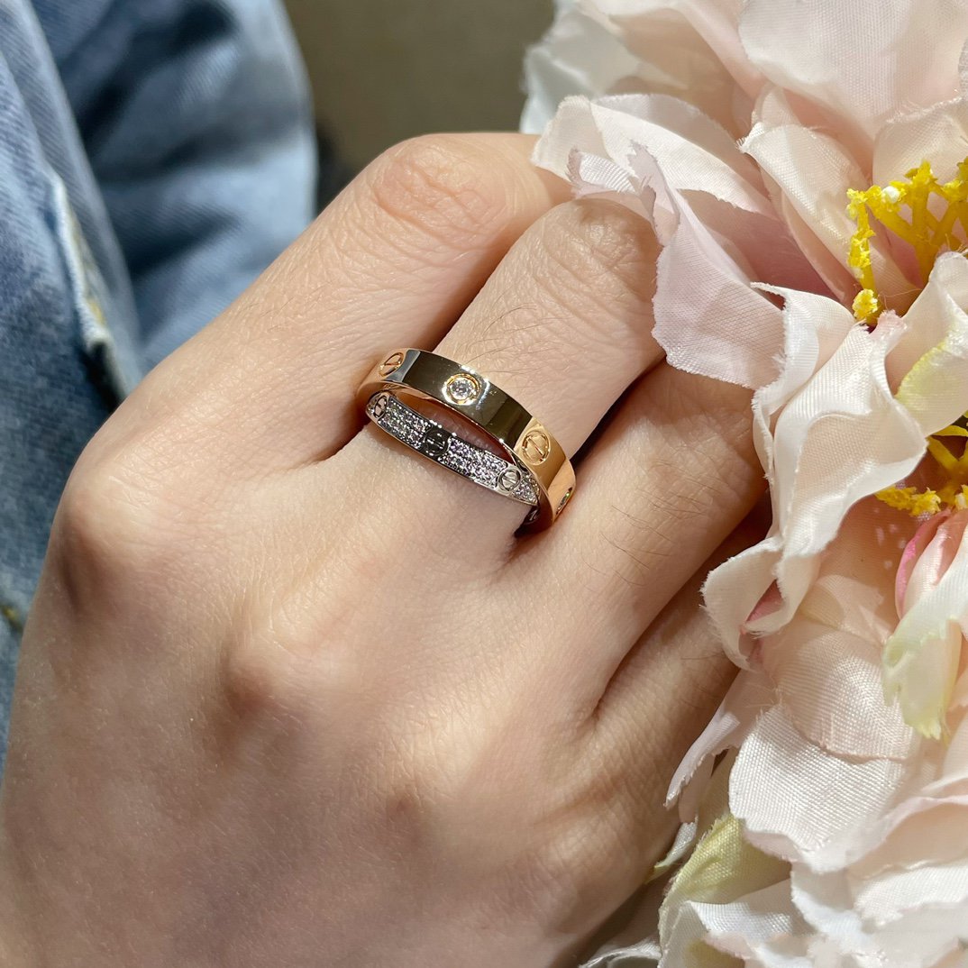 ¡®Twinkle jewelry¡¯LOVE PINK GOLD SILVER DIAMOND DOUBLE RING