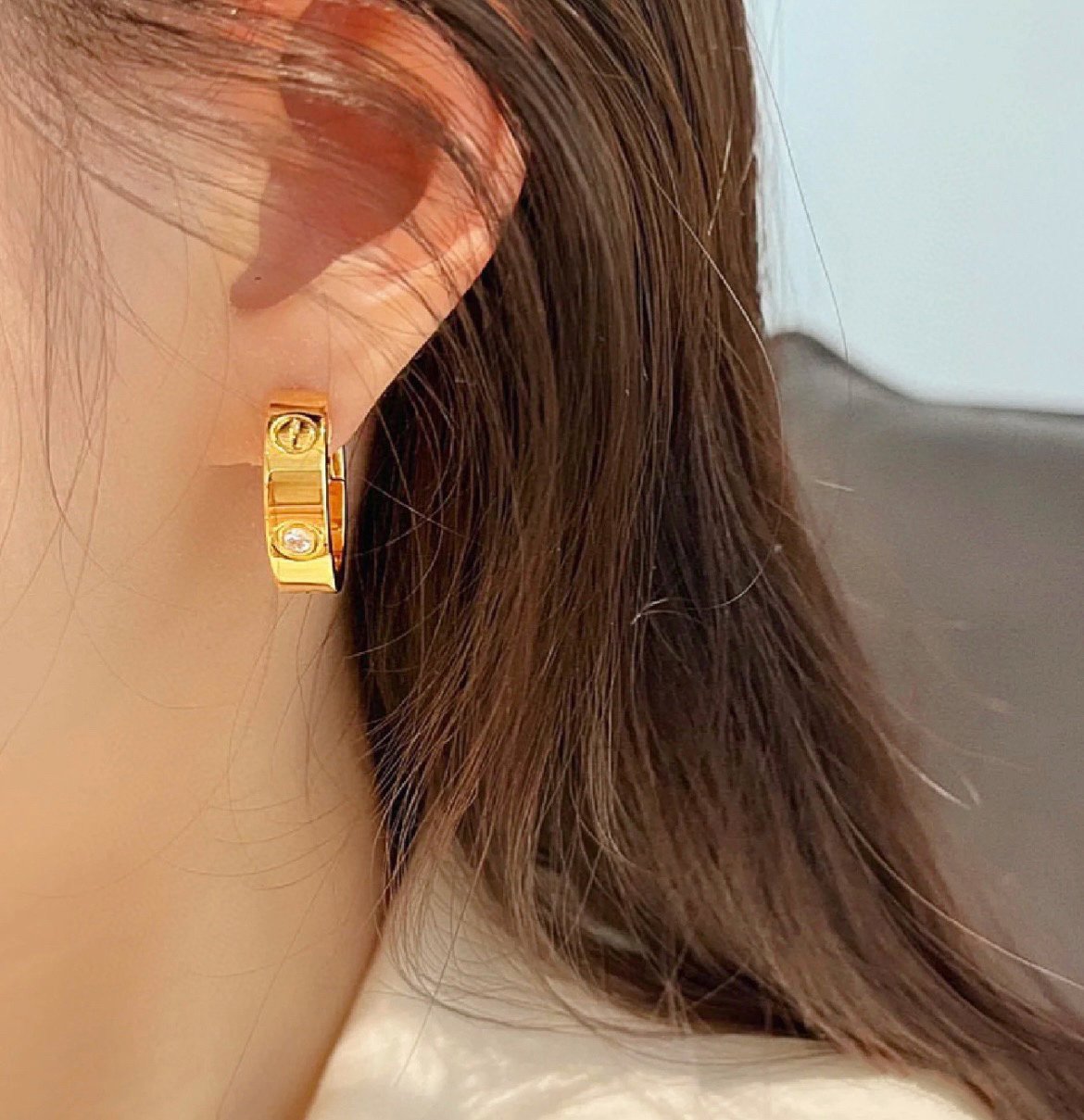 ¡®Twinkle jewelry¡¯LOVE 5.5MM 1 DIAMOND EARRINGS