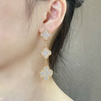 ¡®Twinkle jewelry¡¯CLOVER 3 MOTIFS DIAMOND PAVED ROSE GOLD EARRINGS