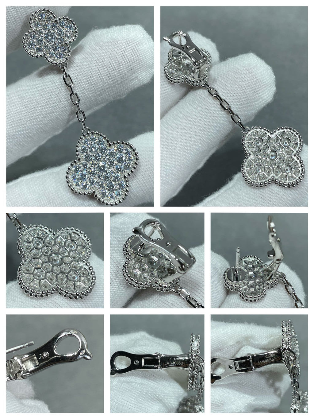 ¡®Twinkle jewelry¡¯CLOVER 2 MOTIFS DIAMOND PAVED SILVER EARRINGS