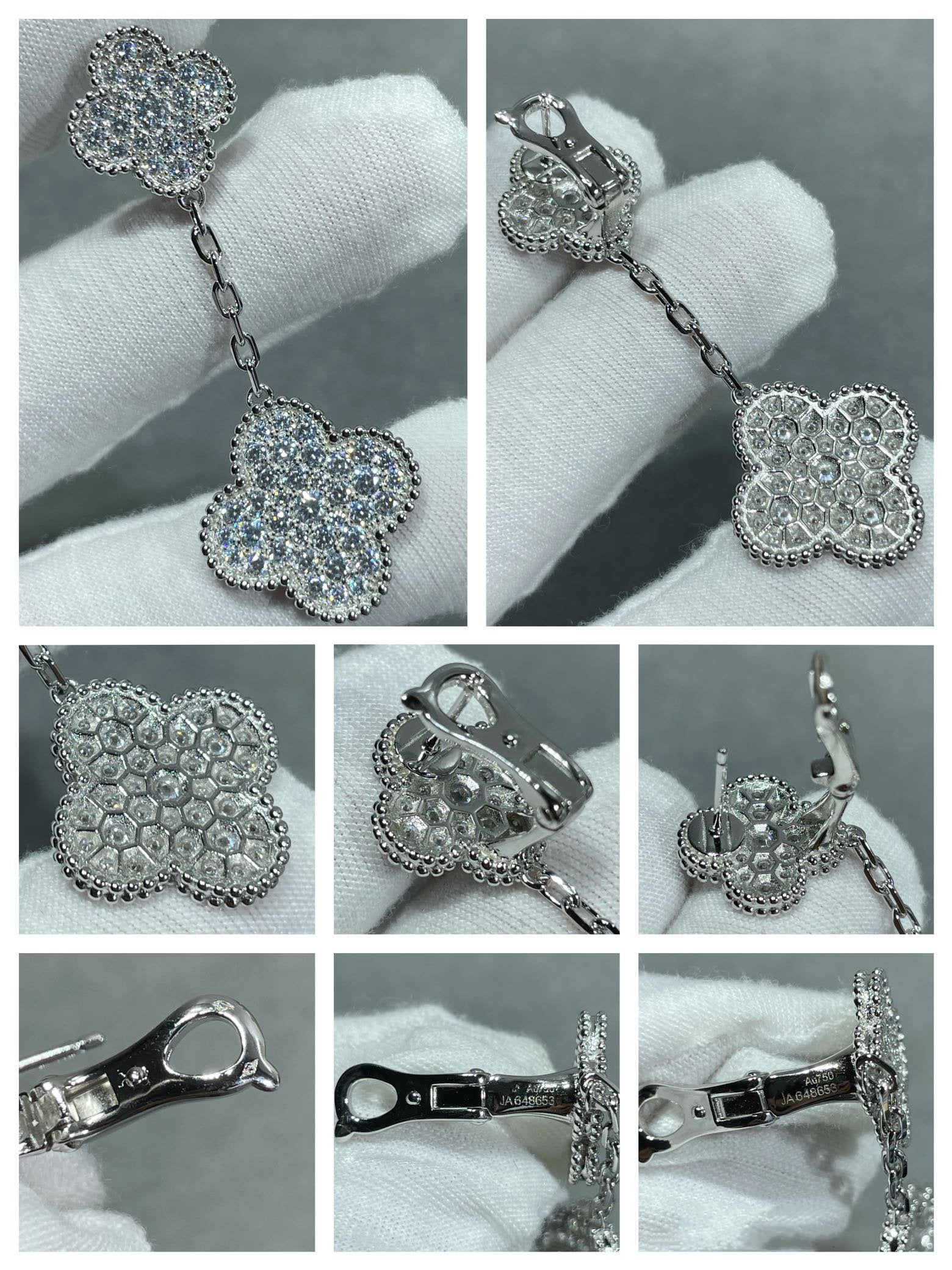 ¡®Twinkle jewelry¡¯CLOVER 2 MOTIFS DIAMOND PAVED SILVER EARRINGS